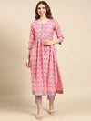 Women's Pink Printed Kurta Set-SKC-1010-Pink