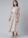 Women Off White Printed Fit and Flare Dress-DW-3783-Offwhite