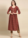 Women's Maroon Printed Kurta Set-SKC-1029-Maroon