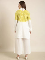 Women Off White Dyed Tunic & Palazzos Set-ON-739-Offwhite