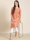 Women Peach Floral Straight Kurta-ON-0046-Peach