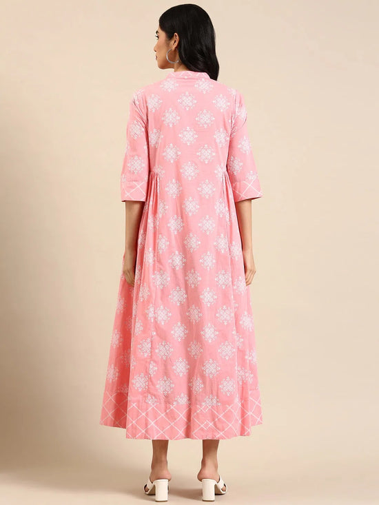 Women's Pink Solid A-Line Kurta-ON-533-Pink