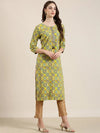 Women Yellow Printed Straight Kurta-AT-A828-K-Yellow