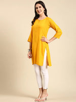 Women's Yellow Solid Straight Kurti-BGR-001-Yellow