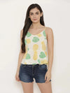 Cropped Peplum Top in Tropical Print