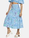 Floral Blue Cut And Sew Midaxi Skirt-17322