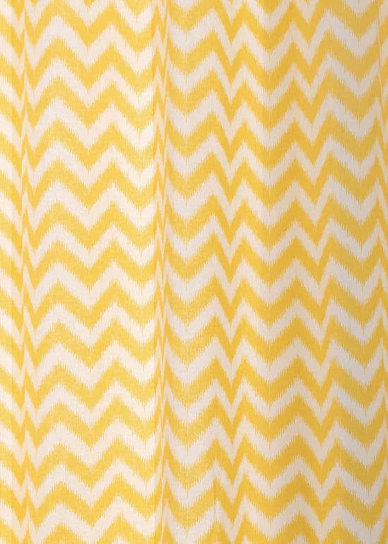 Ikat Chevron 100% cotton geometric curtain for living room - Room darkening - Yellow - Pack of 1-230422048