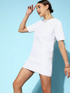 Women White Quilted Shift Dress