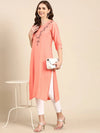 Women's Peach Embellished Straight Kurta-SKC-941-Peach