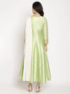 Ahalyaa Women'S Green Poly Silk Kurta With Attached Dupatta