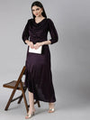 Women Purple Striped Gown Dress-8I-10008-Purple