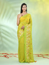 All Over Thread Floral Embroidery Lime Green Cotton Saree-MA62CT33610083