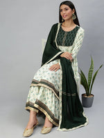 Women's Green Printed Kurta Sets-FS2347-Green