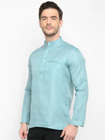 Hangup Men Standard Solid Men's Indian Wear-Aqua_Magic_Bon_ShortKurta