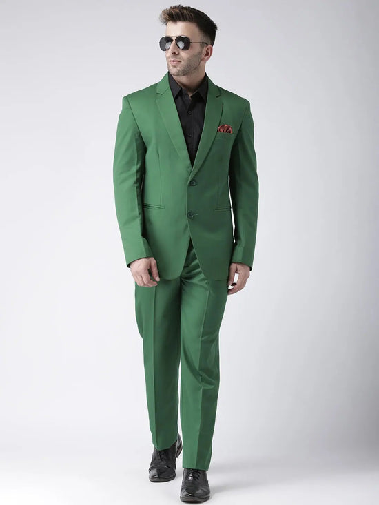 Hangup Men Standard Solid Men Formalwear-DarkGreenBlazer