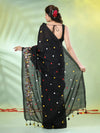 All Over Thread Floral Embroidery Black Cotton Saree-MA62CT33610076