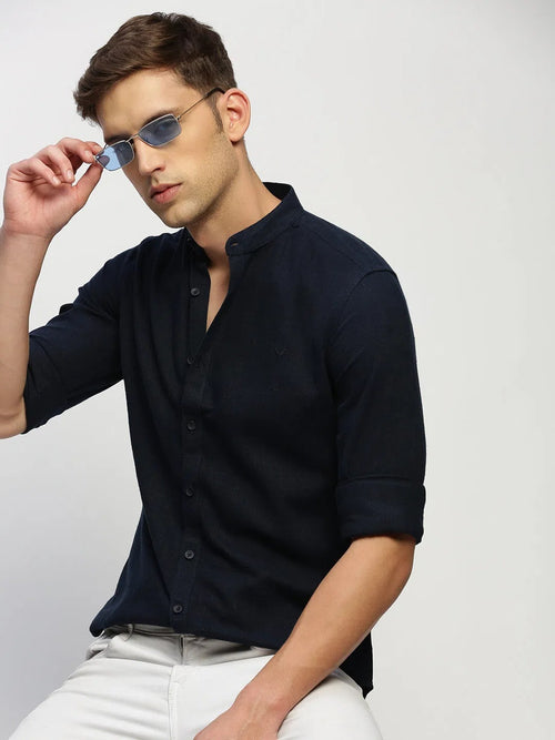 Men Navy Solid Shirt-DINAH-1682-Navyblue