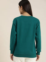 Dillinger Green Typographic Oversized Sweatshirt-DLWMNSWT022BGRN-XS