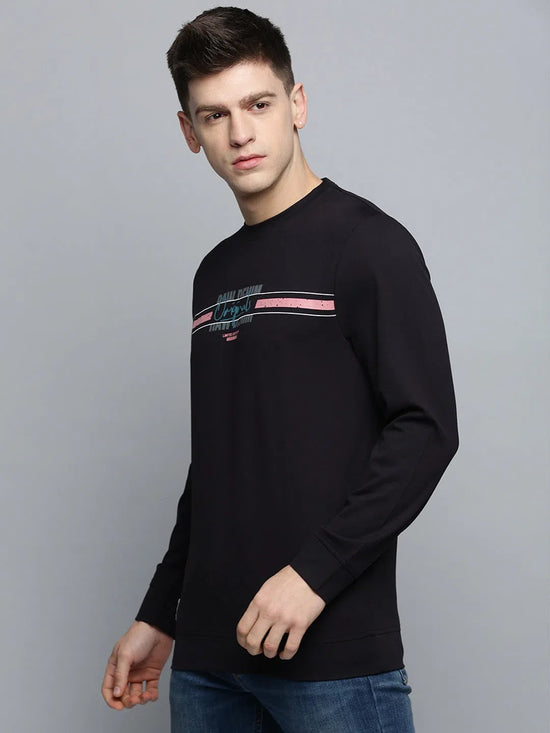 Men Black Printed Casual Sweatshirt-BP-1413-Black