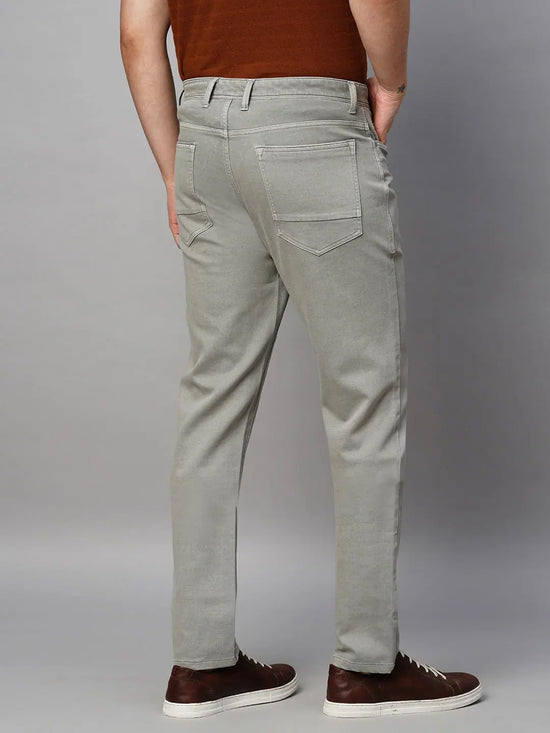 Genips Men's Slim Fit Cotton Stretch Casual Trouser Cement Color Grey