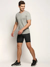 Men Black Striped Shorts-ORBIT-18-Charcoal