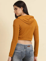 Women's Camel Brown Solid Sweatshirt-AE-10639-Camelbrown