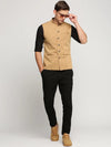 Men Brown Mandarin Collar Solid Nehru Jacket-AK-26986-12-Brown