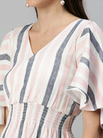 Women's Pink Striped Tops-AE-103004-Pinkwhite