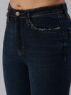 Women's Navy Blue Solid Denim Slim Jeans-GZ-5158-Navyblue