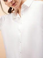 Women White Solid Satin Regular Shirt