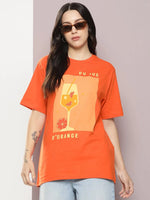 Dillinger Orange Graphic Oversized T-Shirt-WMNCR451ORG-XS