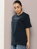 Dillinger Navy Blue Graphic Oversized T-Shirt-WMNCR474NVY-XS