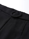 Black Flared Buckle Belted Pant