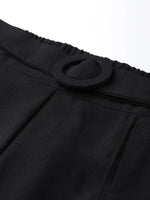 Black Flared Buckle Belted Pant