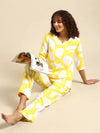 Kurta Pyjama nightwear Set in Yellow Print