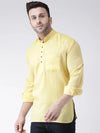 Hangup Men Slim Solid Men's Indian Wear-YellowShortKurta