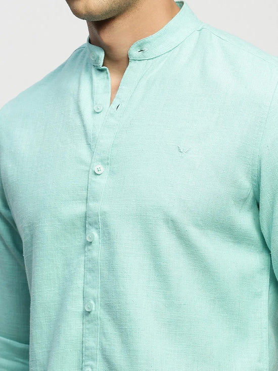 Men Green Solid Shirt-DINAH-1683-Seagreen