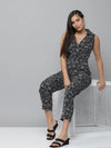 Women's Black Printed Jumpsuit-AE-10001-Black