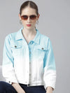 Women Blue Ombre Denim Jacket-AE-0003-Blue