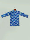 Boys Floral Pure Cotton Straight Kurta & Pyjamas with Nehru Jacket Set