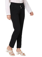 Smarty Pants Women's Cotton Lycra Straight Fit Black Color Formal Trouser