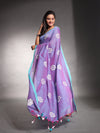 Blue Pure Cotton Soft Saree With Floral Embroidery Work-MA54CT33580095