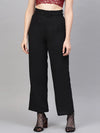 Black Flared Buckle Belted Pant