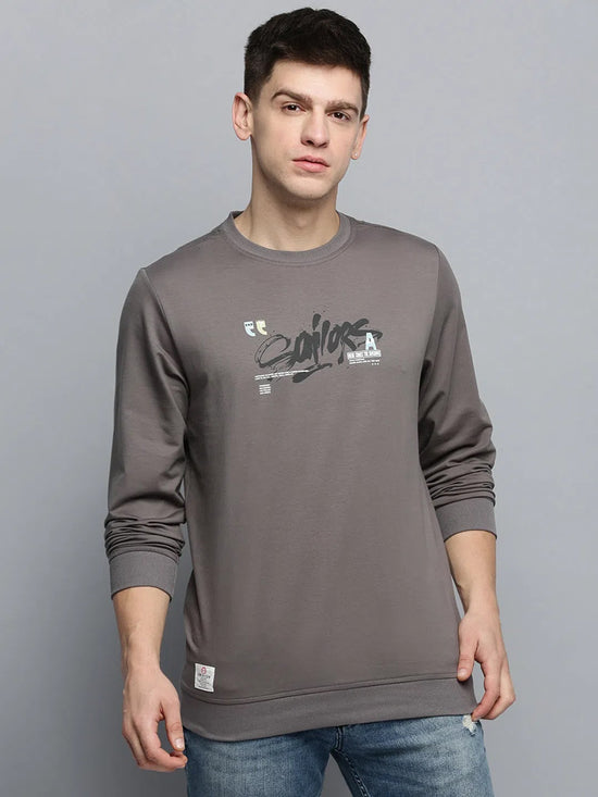 Men Grey Printed Casual Sweatshirt-BP-1415-Grey