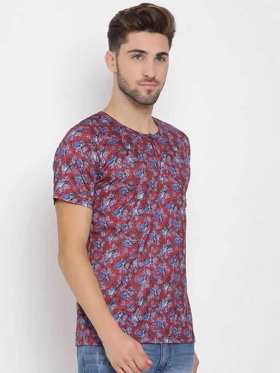 Hangup Men Standard Printed T-Shirts-28T_Henley_Print_TShirt