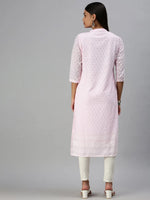 Women's Pink Embroidered Straight Kurta-SKC3208-Pink