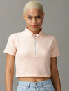 Women's Pink Solid Crop Top-AE-10477-Peach