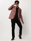 Men Rust Printed Casual Blazers-SOBLZ-082-9-Rust