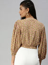 Women's Beige Printed Crop Top-AE-10290-Beige