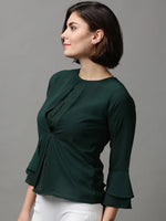 Women's Green Solid Top-SP-11505-Green